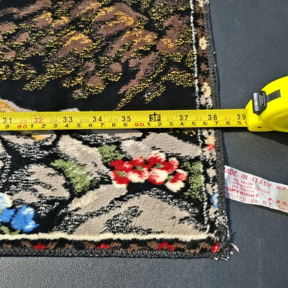 Vintage Italian Velvet Tapestry Mountain Sheep Scene Woven 38x19 Wall Hanging